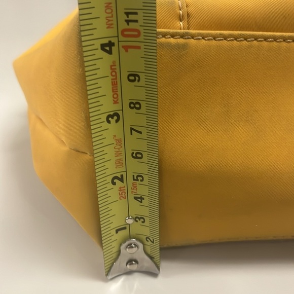 Hexagona Yellow nylon Satchel with brown Leather Trim preowned - Picture 7 of 14